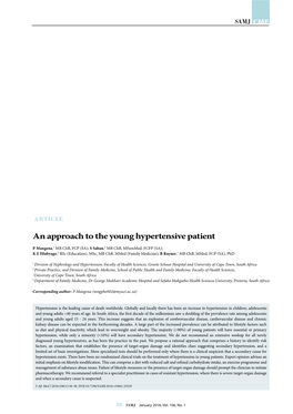 An Approach to the Young Hypertensive Patient