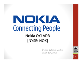 Nokia OYJ ADR [NYSE: NOK]