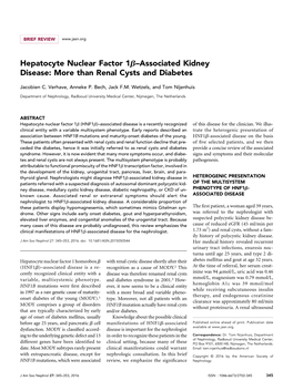 Hepatocyte Nuclear Factor 1B–Associated Kidney Disease: More Than Renal Cysts and Diabetes