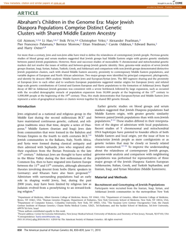 Abraham•S Children in the Genome Era: Major Jewish Diaspora