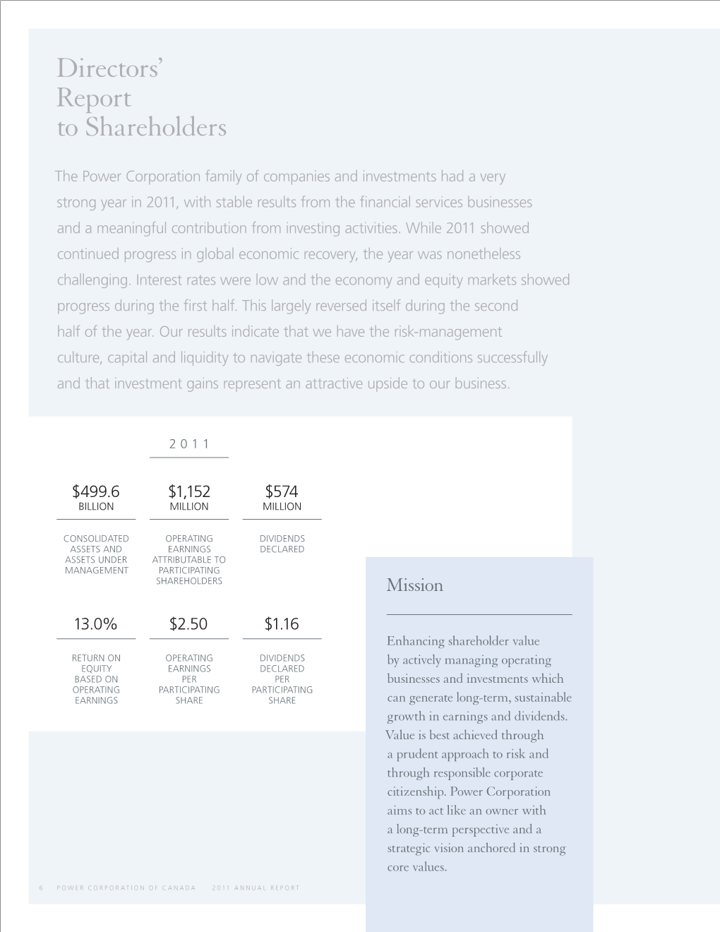 Directors' Report to Shareholders