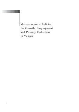 Macroeconomic Policies for Growth, Employment and Poverty Reduction in Yemen