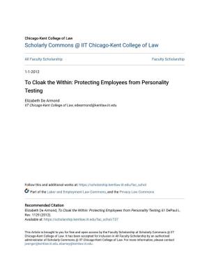 To Cloak the Within: Protecting Employees from Personality Testing