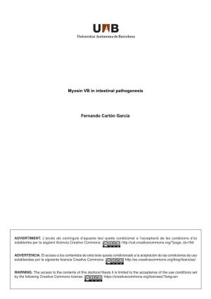 Myosin VB in Intestinal Pathogenesis Fernando Cartón García