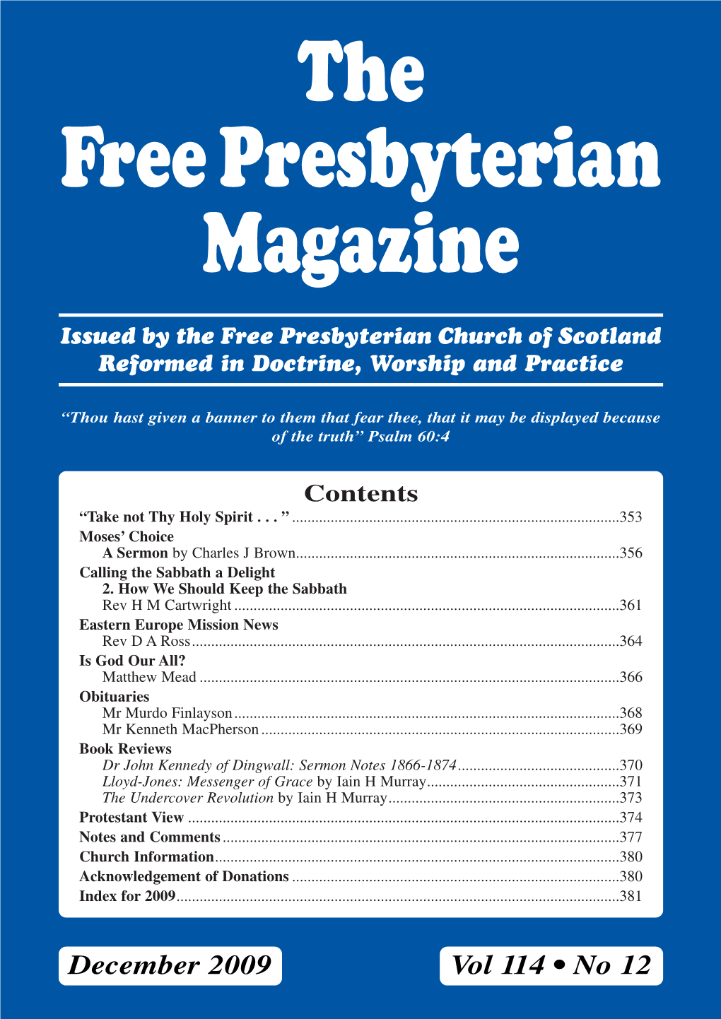 The Free Presbyterian Magazine