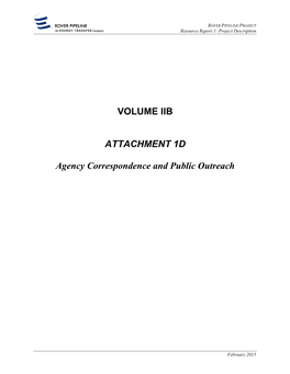 VOLUME IIB ATTACHMENT 1D Agency Correspondence And