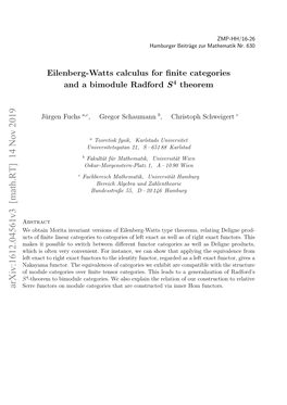 Eilenberg-Watts Calculus for Finite Categories and a Bimodule Radford
