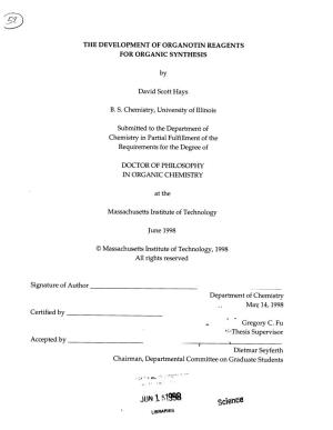 JUN I 13998 Scienct LIBRARIES This Doctoral Thesis Has Been Examined by a Committee of the Department of Chemistry As Follows