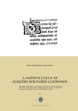 A Agência Lusa E As Eleições Nos Países Lusófonos