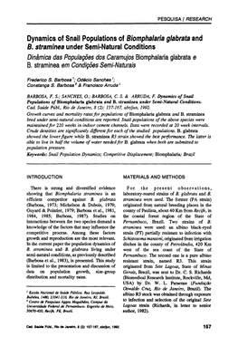 Dynamics of Snail Populations of Biomphalaria Glabrata and B