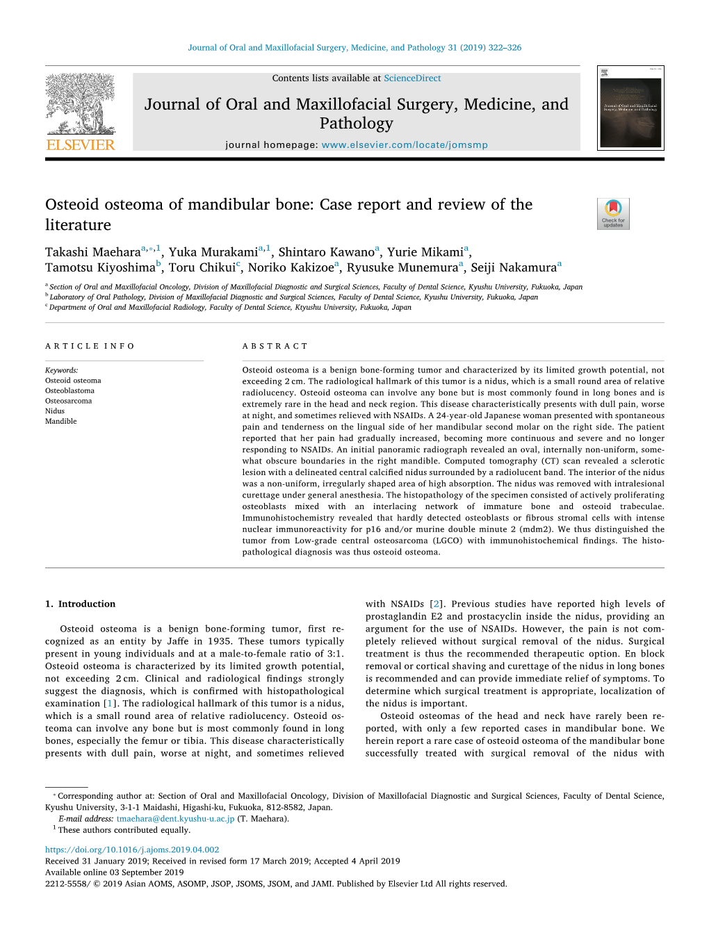 Osteoid osteoma of mandibular bone case report and review of the - docslib