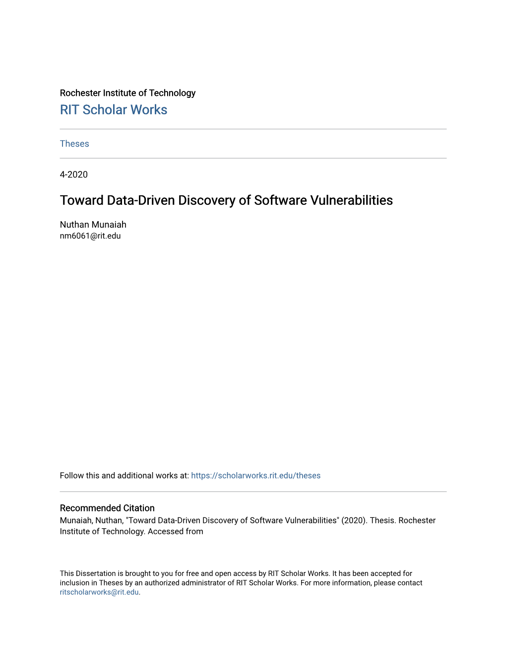 Toward Data-Driven Discovery of Software Vulnerabilities