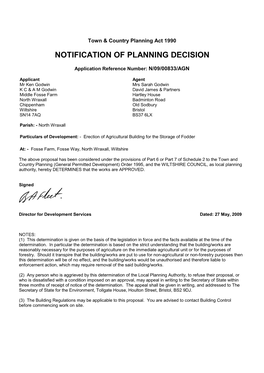 Notification of Planning Decision