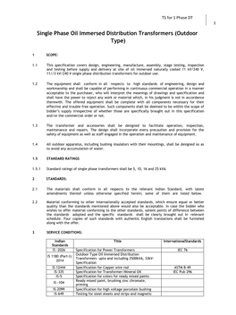 Single Phase Oil Immersed Distribution Transformers (Outdoor Type)