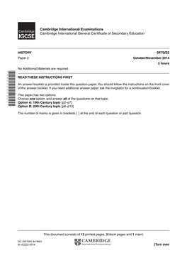 Cambridge International Examinations Cambridge International General Certificate of Secondary Education