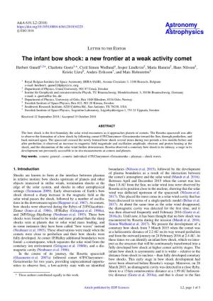 The Infant Bow Shock: a New Frontier at a Weak Activity Comet