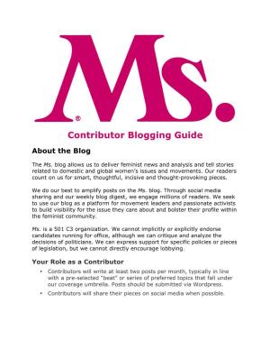Contributor Blogging Guide