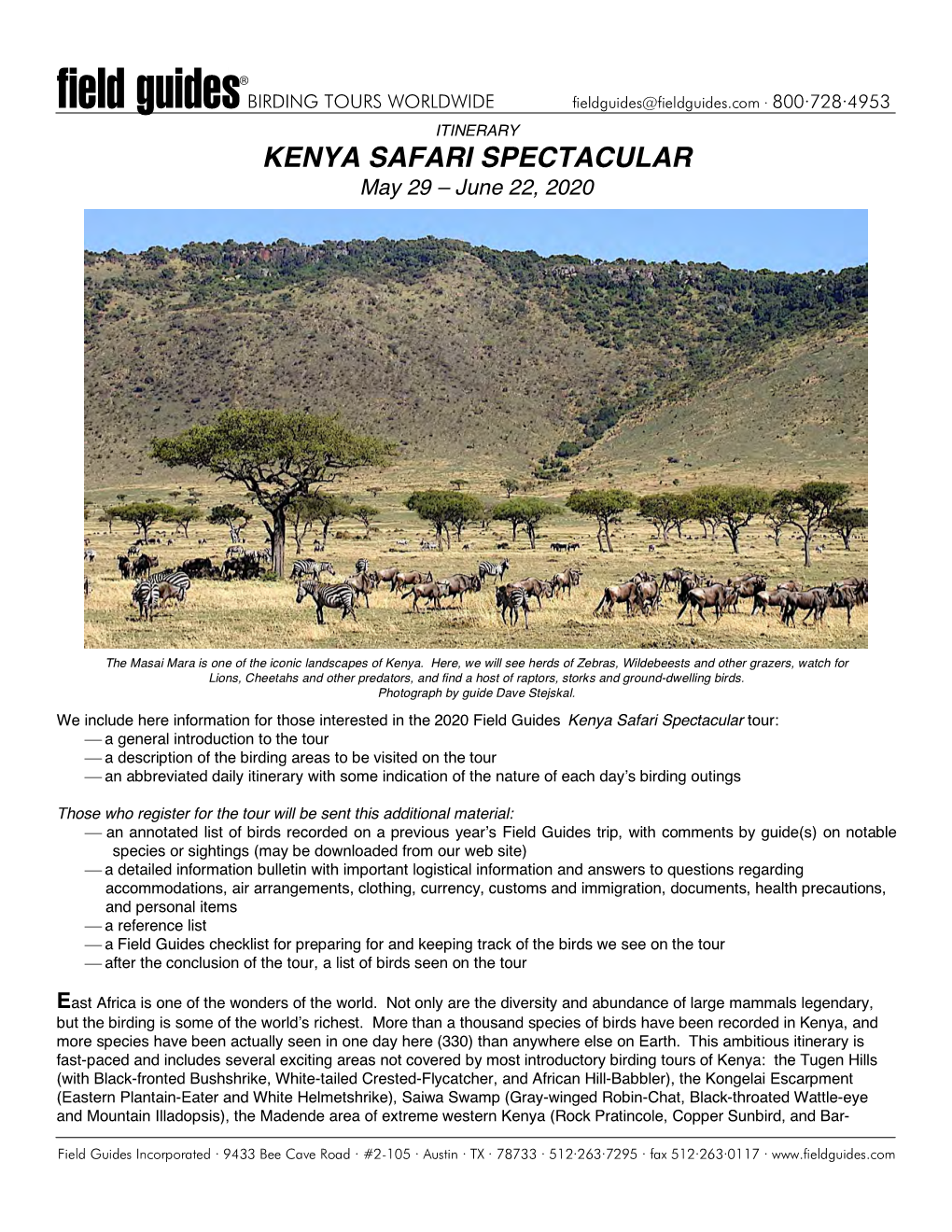 KENYA SAFARI SPECTACULAR May 29 – June 22, 2020