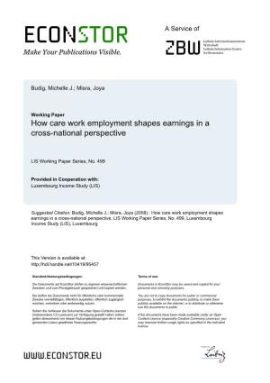 How Care Work Employment Shapes Earnings in a Cross-National Perspective