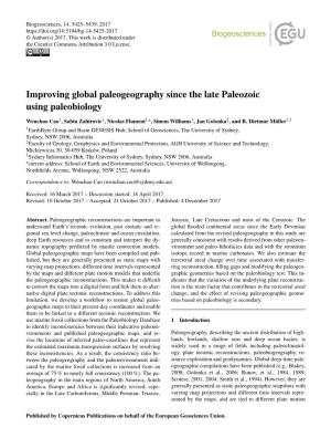 Improving Global Paleogeography Since the Late Paleozoic Using Paleobiology