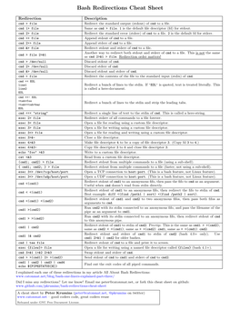 Bash Redirections Cheat Sheet