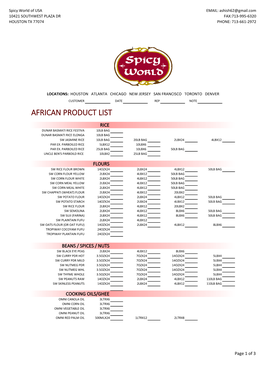 African Product List.Xlsx