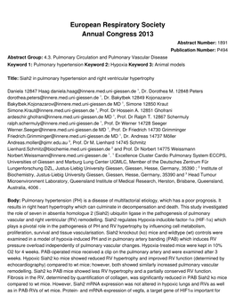 European Respiratory Society Annual Congress 2013 Abstract Number: 1891 Publication Number: P494 Abstract Group: 4.3
