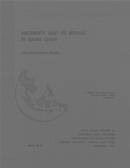 Maternity and Its Rituals in Bang Chan the Cornell University Southeast Asia Program