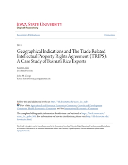 (TRIPS): a Case Study of Basmati Rice Exports Kranti Mulik Iowa State University
