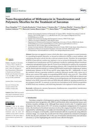 Nano-Encapsulation of Mithramycin in Transfersomes and Polymeric Micelles for the Treatment of Sarcomas