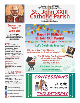 Happy 3Rd Birthday St. John XXIII Parish!