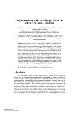 The Conservation of Cultural Heritage Areas of Film City in Kota Lama of Semarang