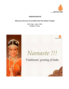 Namaste !!! Traditional Greeting of India
