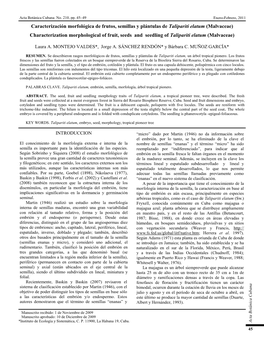 Caracterización Morfológica De Frutos, Semillas Y Plántulas De Talipariti