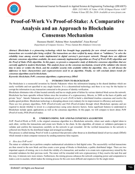 Proof-Of-Work Vs Proof-Of-Stake: a Comparative Analysis and an Approach to Blockchain Consensus Mechanism