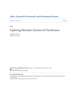 Exploring Alternative Systems of Classification Kathleen A