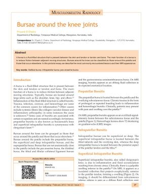 Bursae Around the Knee Joints Priyank S Chatra Department of Radiology, Yenepoya Medical College, Mangalore, Karnataka, India