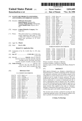 United States Patent (19) 11 Patent Number: 5,834,409 Ramachandran Et Al