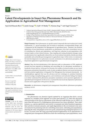 Latest Developments in Insect Sex Pheromone Research and Its Application in Agricultural Pest Management