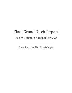 Final Grand Ditch Report Rocky Mountain National Park, CO ______Covey Potter and Dr