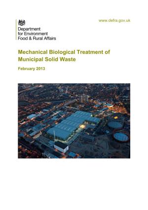 Mechanical Biological Treatment of Municipal Solid Waste