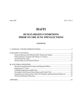 Human Rights Conditions Prior to the June 1995 Elections