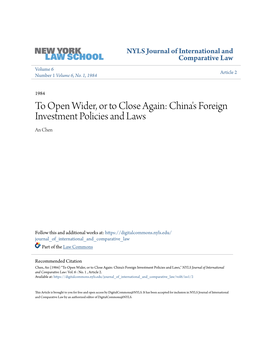 China's Foreign Investment Policies and Laws an Chen