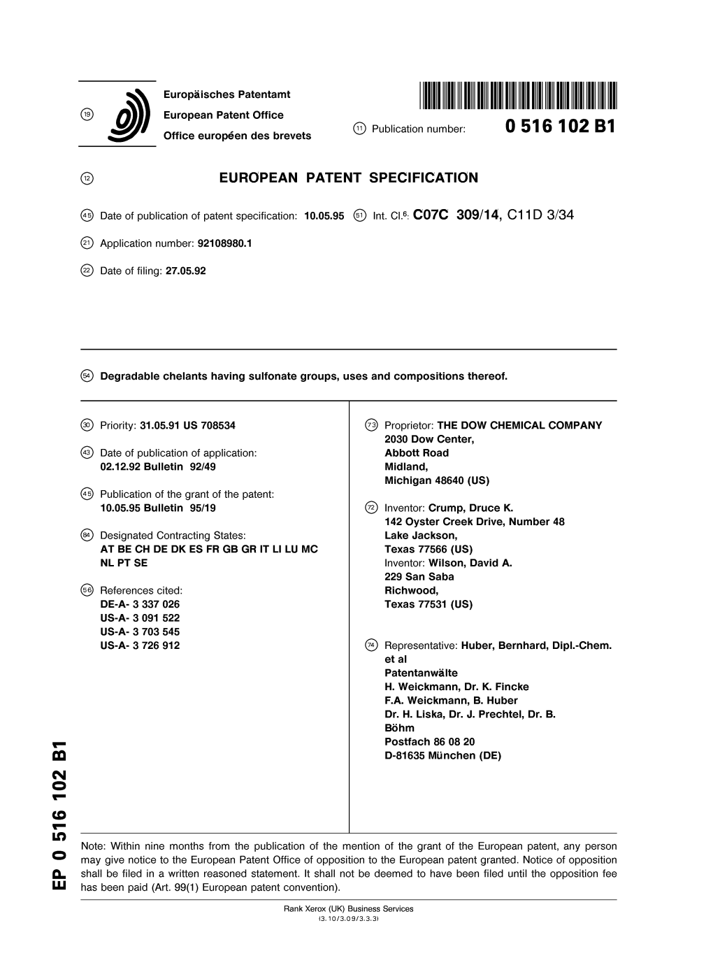 Degradable Chelants Having Sulfonate Groups, Uses and Compositions Thereof