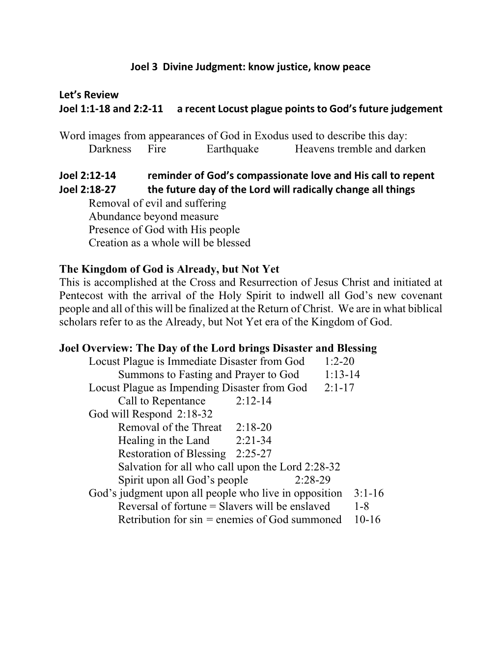 Joel 3 Divine Judgment: Know Justice, Know Peace