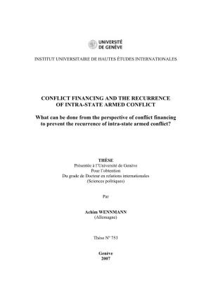 Conflict Financing and the Recurrence of Intra-State Armed Conflict