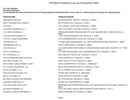 475 Ethics Ordinance List As of December 2006