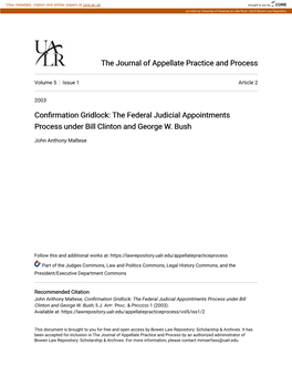 The Federal Judicial Appointments Process Under Bill Clinton and George W