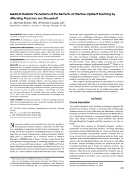 Medical Students' Perceptions of the Elements of Effective Inpatient