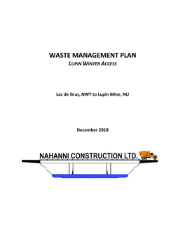 Waste Management Plan Lupin Winter Access